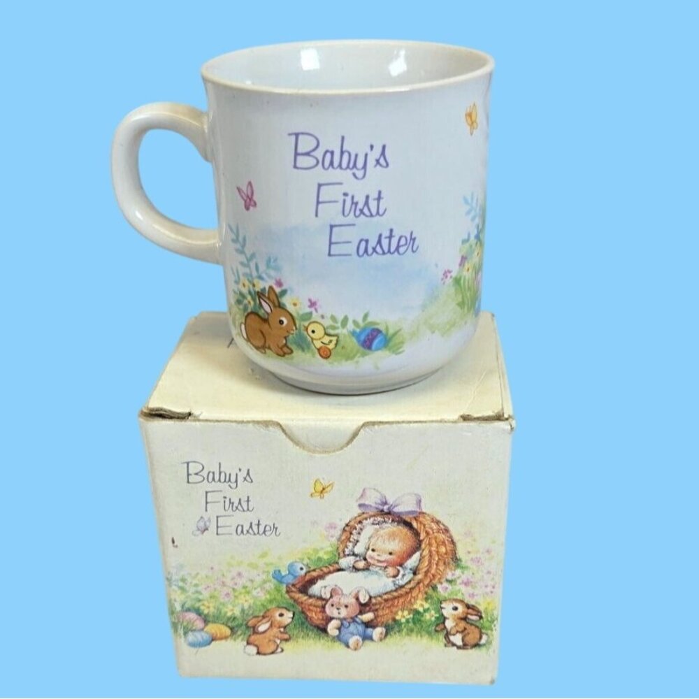 VTG Keepsake Mug Baby’s First 1st Easter Ceramic Mug Russ Berrie & Co. Baby show
